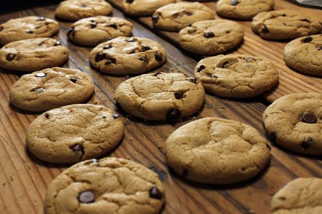 chocolate chip cookies on table