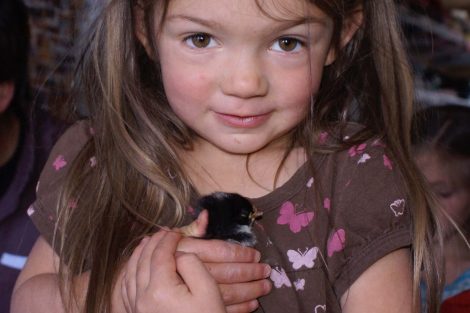 Chaiyah and a chick