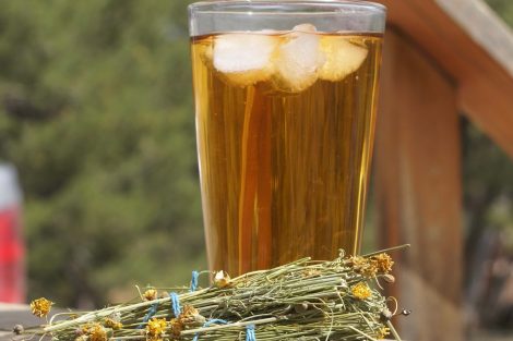 tea in a glass in the sunlight